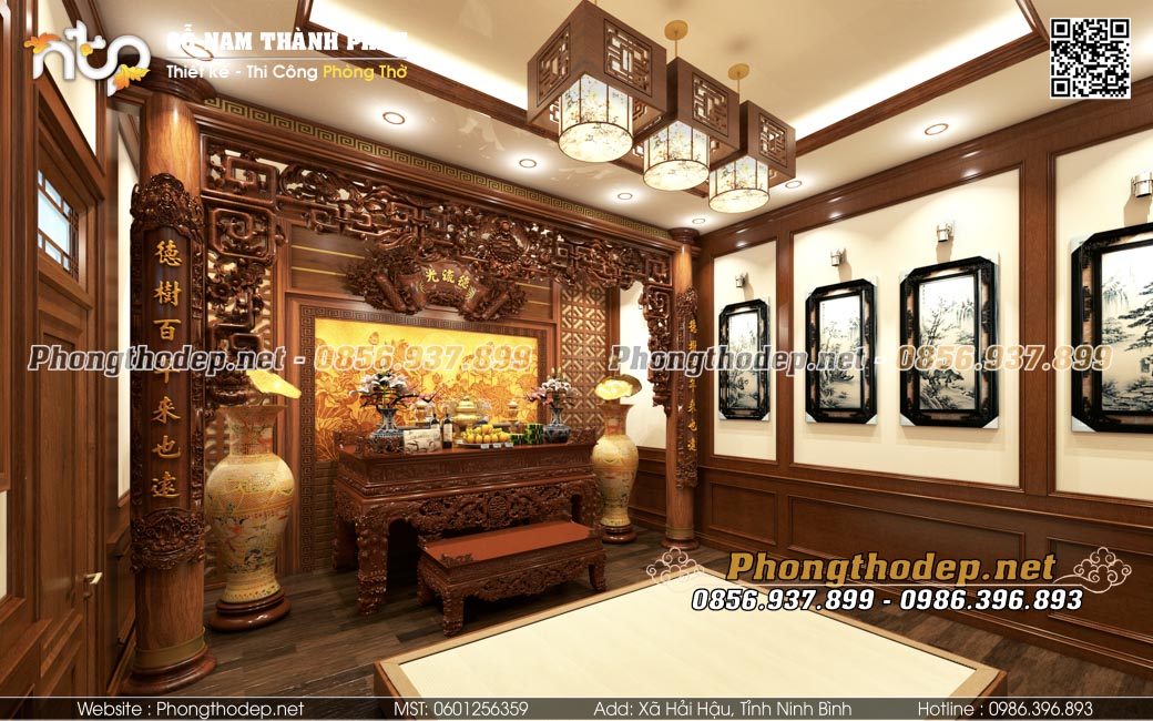 Trang trí tranh trên tường phòng thờ